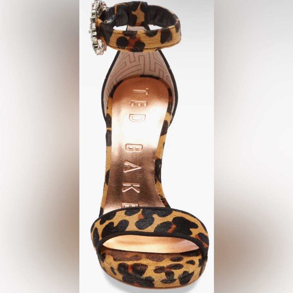 Ted Baker Claude genuine calf hair ankle strap.
